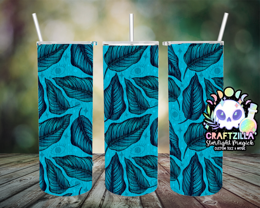 White Star Leaves (Blue) Drinkware