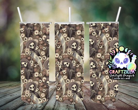 Floral Grim Reaper (Tan) Drinkware